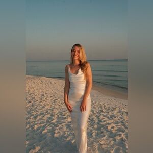 Anthropologie White Sequin Maxi Dress